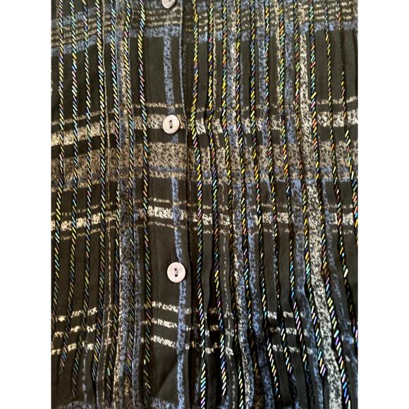 Soft Surroundings Black Iridescent Beaded Button Front Tunic Top Womens Medium - Picture 4 of 7
